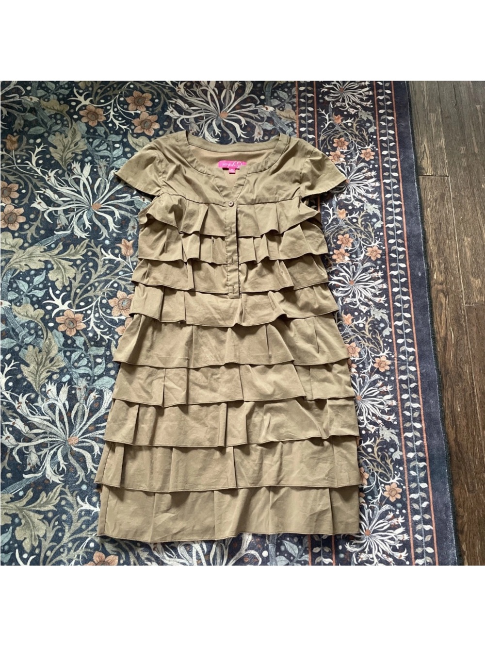 Nine & Co. Olive Green Layered Ruffle Dress